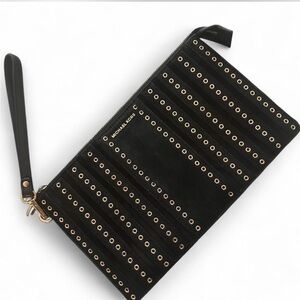 Michael Kors Black and Gold Studded Wristlet
